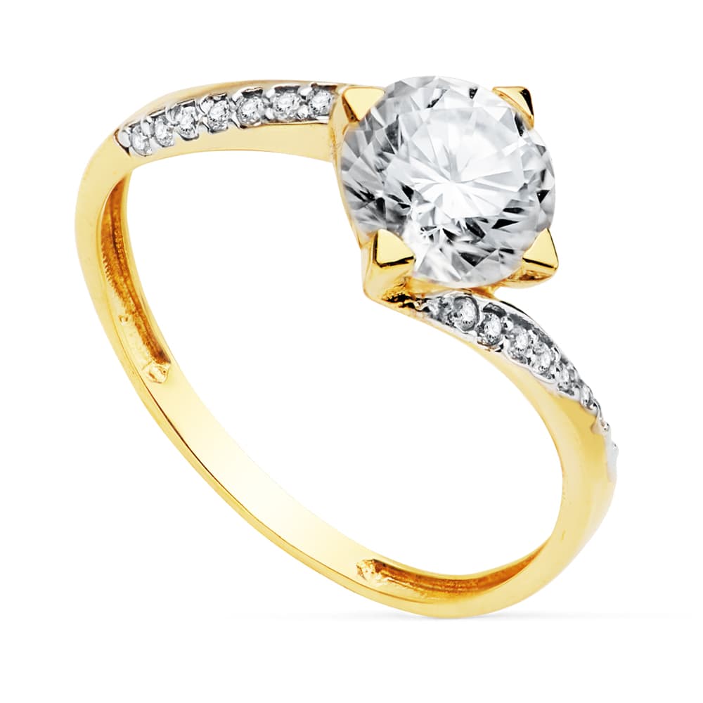 18K guld zirkon solitaire ring