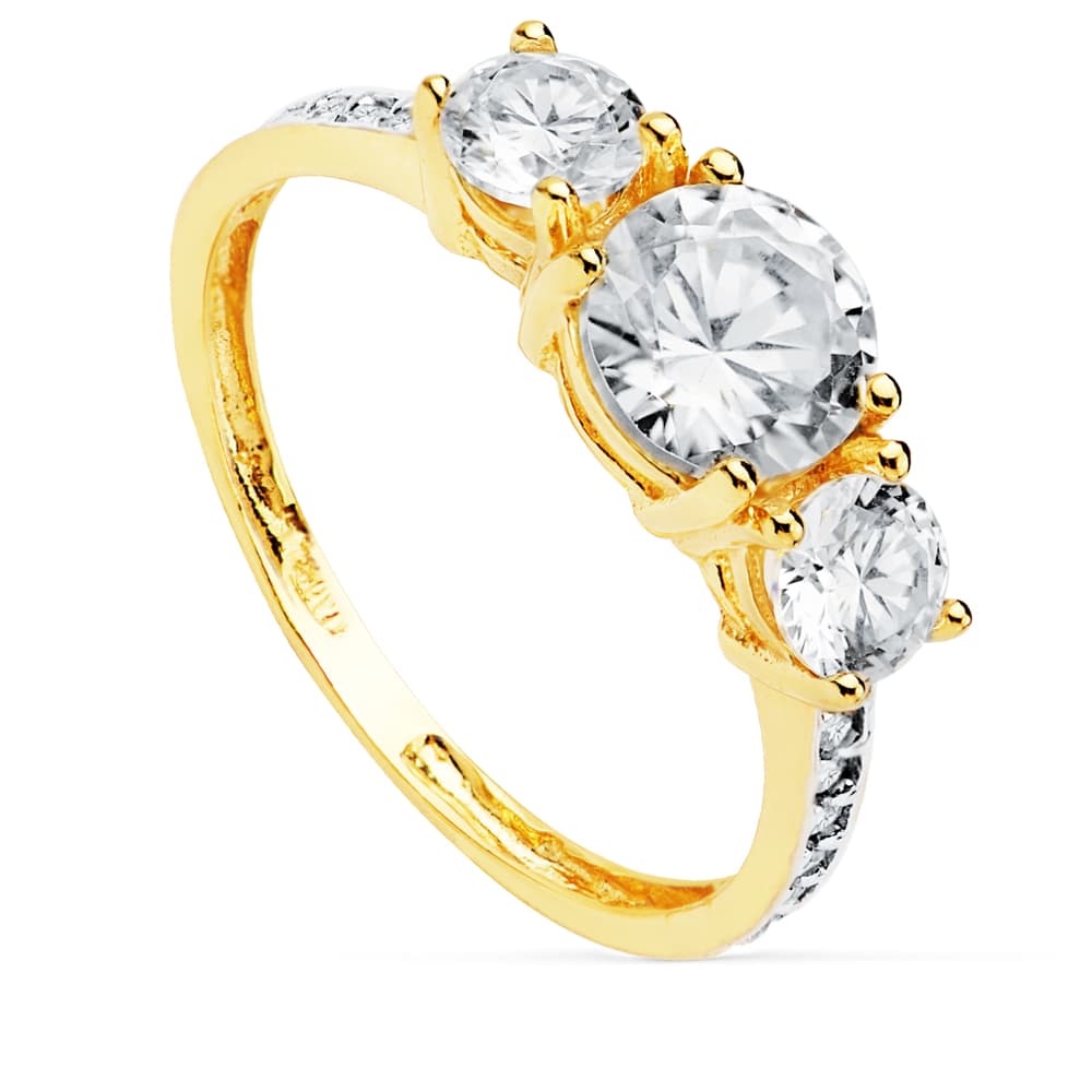 Anillo Oro Bicolor Circonitas 18K