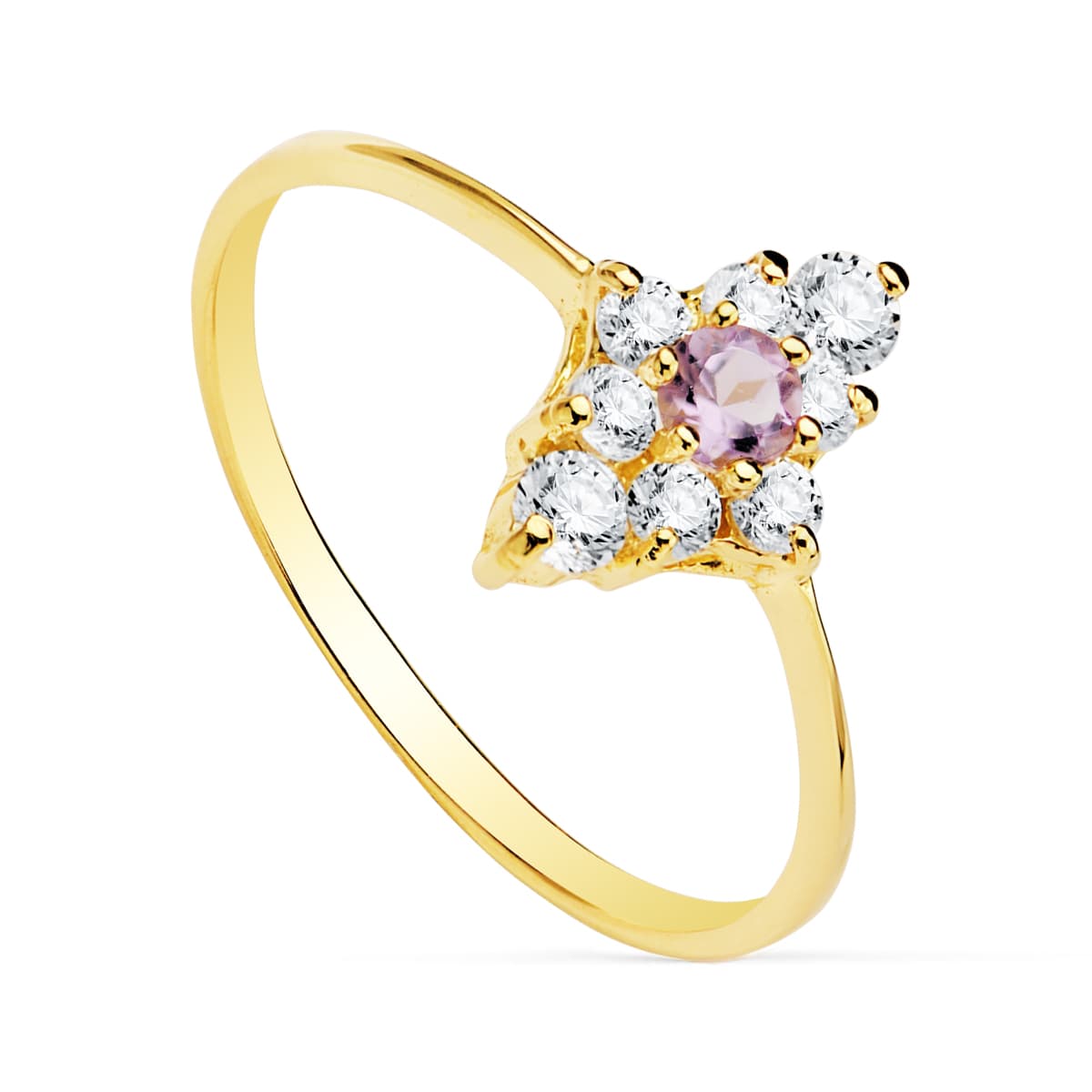 Anel de moda em ouro 18K 11X8 pedra semipreciosa central