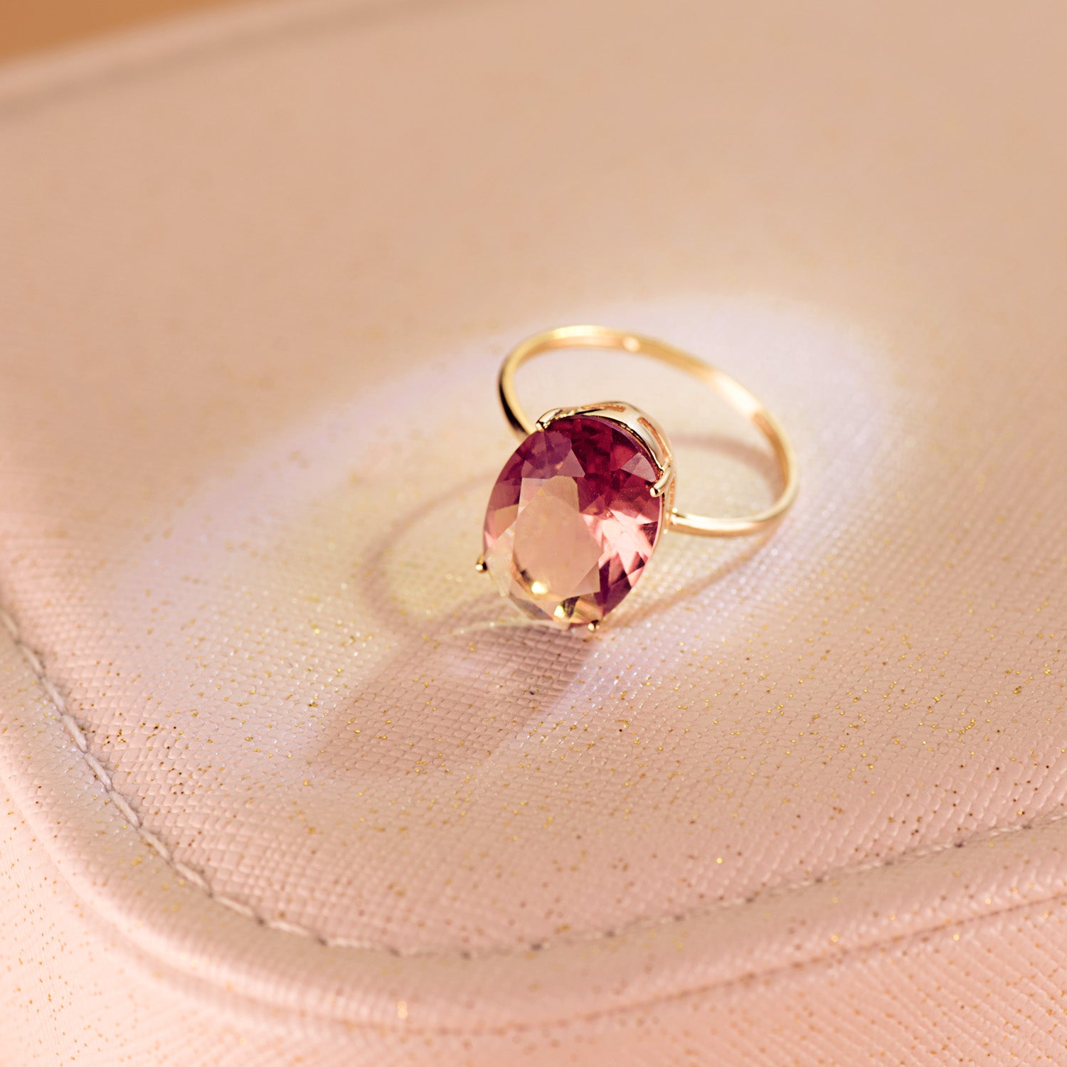18K Gulguld Oval Stenring 14X10MM