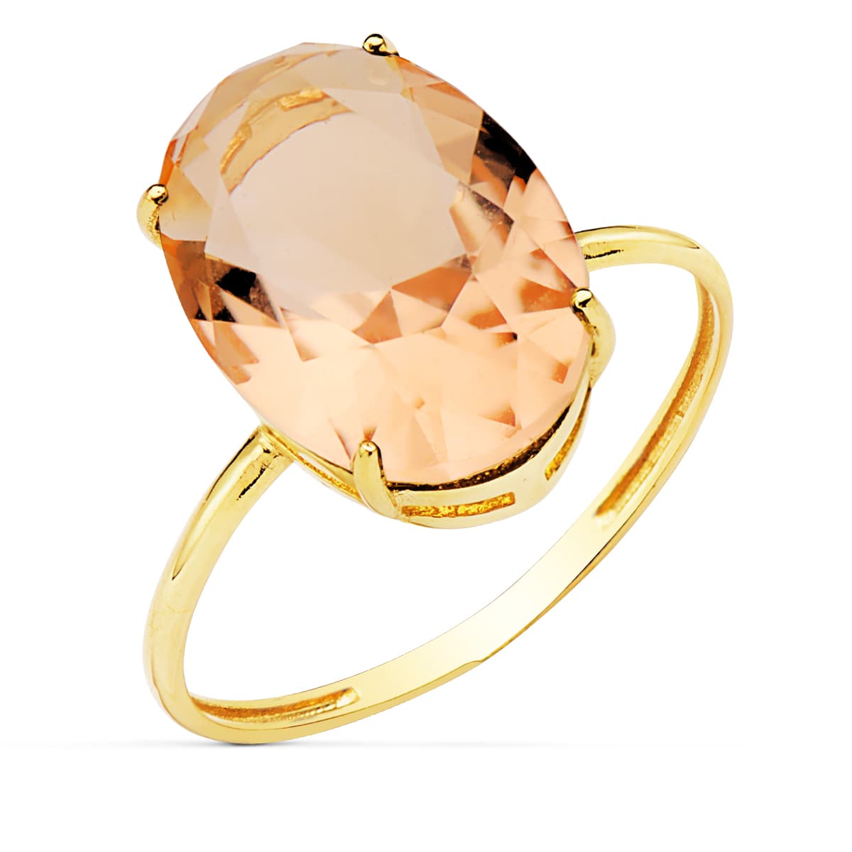 18K Gulguld Oval Stenring 14X10MM