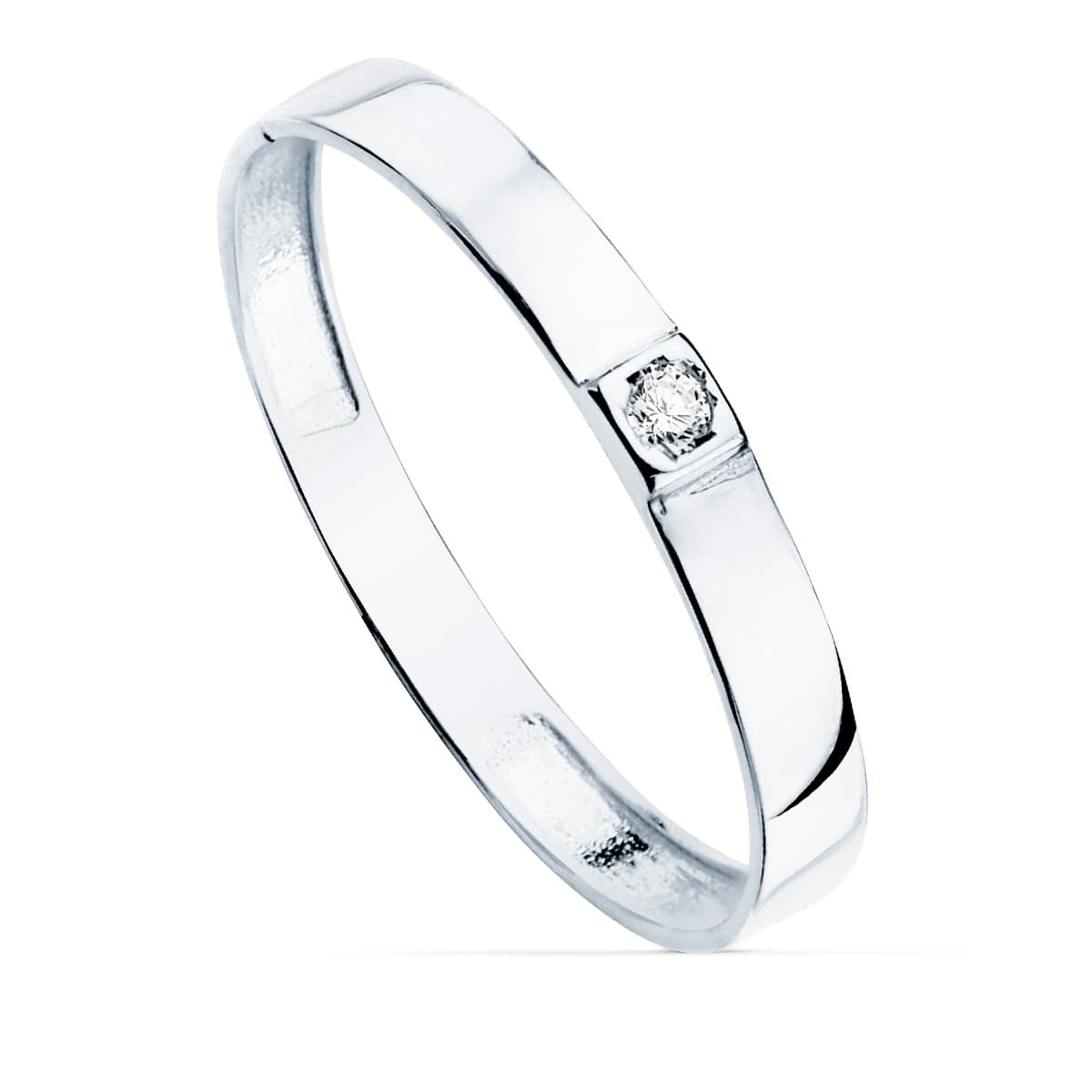18K briljant vitguld Ring 1 Zirkon Bredd 2,2 mm
