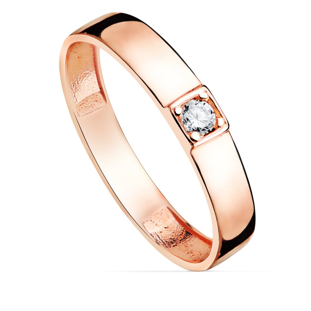 18K Bague Or Rose 1 Zircon 3.5 mm