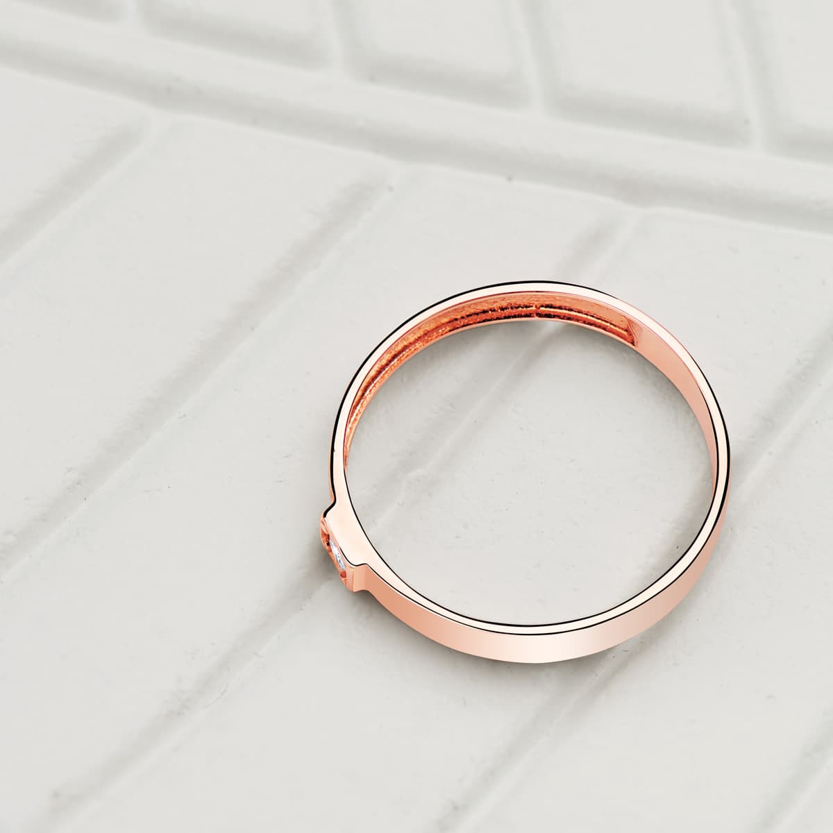 18K Bague Or Rose 1 Zircon 3.5 mm