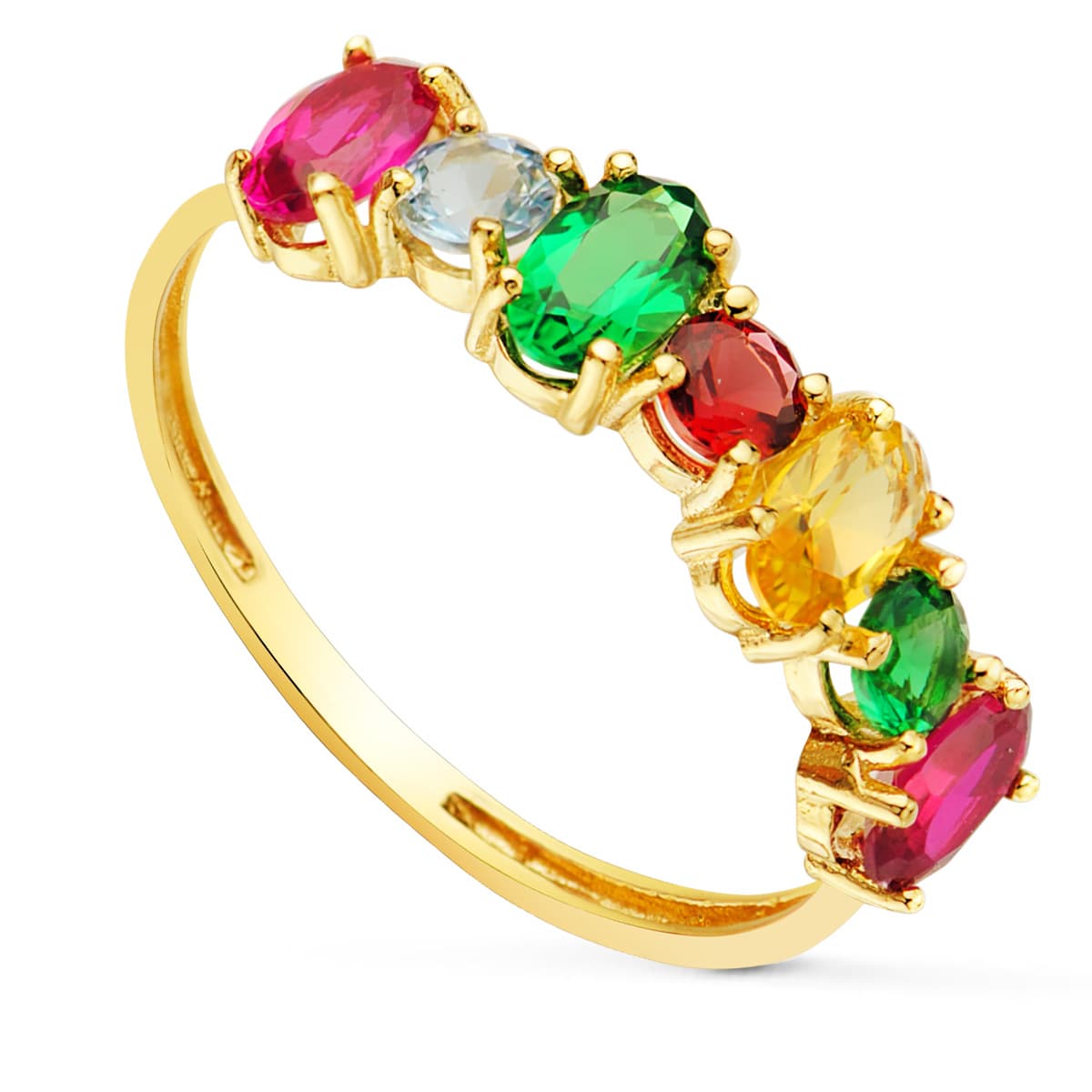 18K gul guld 7 gren Indstilling Zircon Ring. Oval og brillant snit