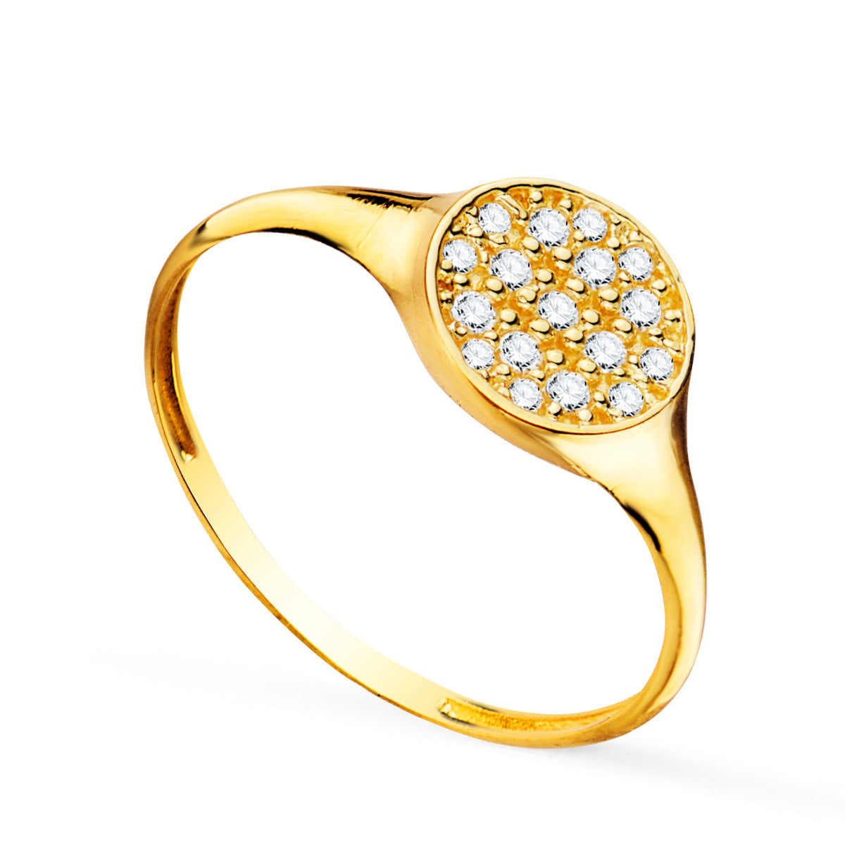 18 Ayar Sello Gold Amarillo Kadın Baş Redonda Con Circonita 8 X 8 mm