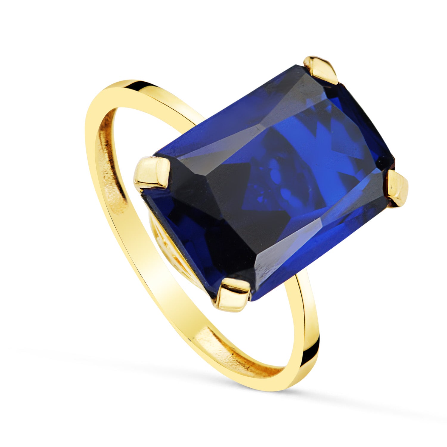 Bague Pierre Saphir Spinelle Or Jaune 18K 14 X 10 mm Largeur Corps : 2MM