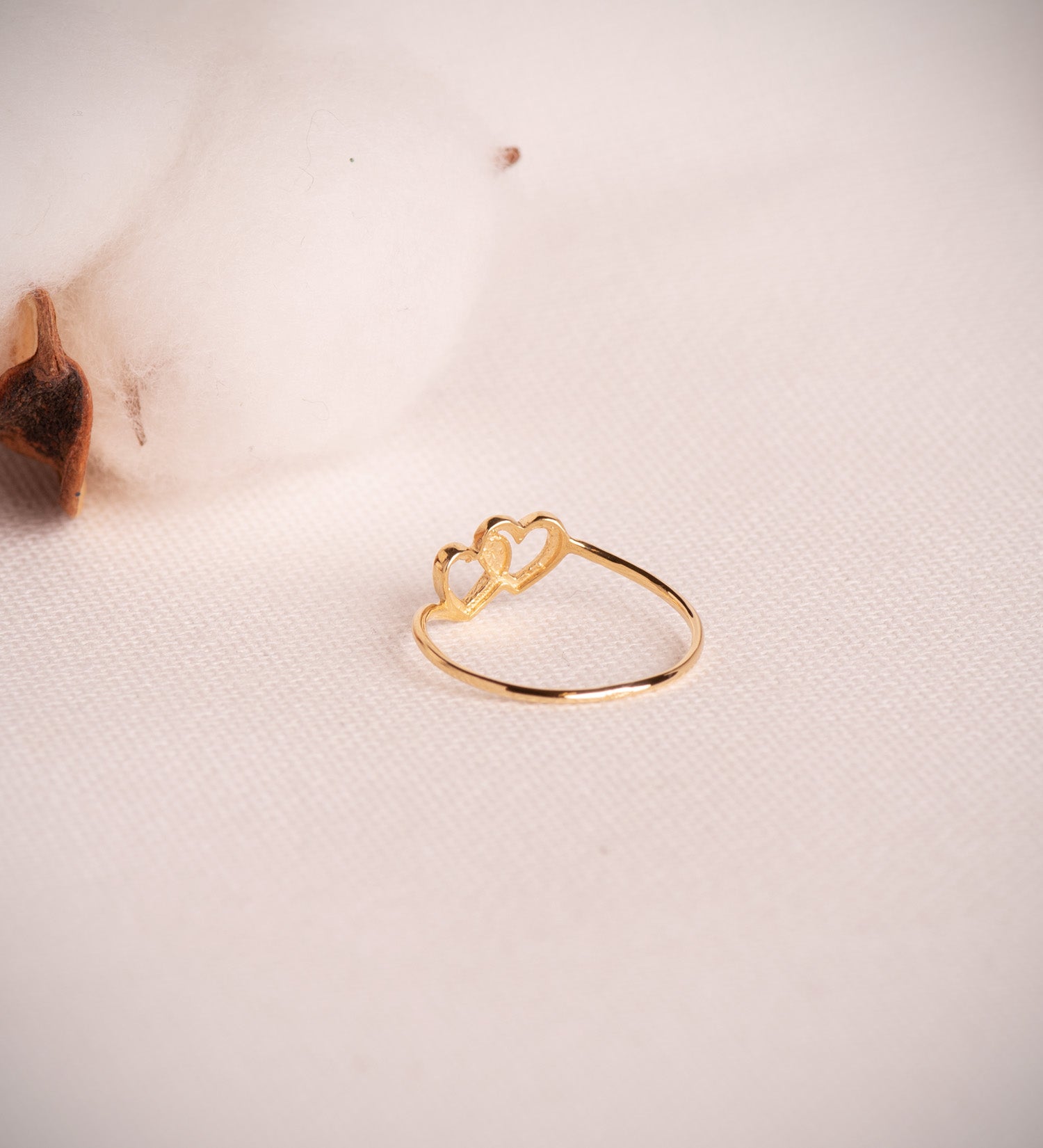 Bague en Or Jaune 18K avec C?urs Entrelacés Largeur : 7 mm