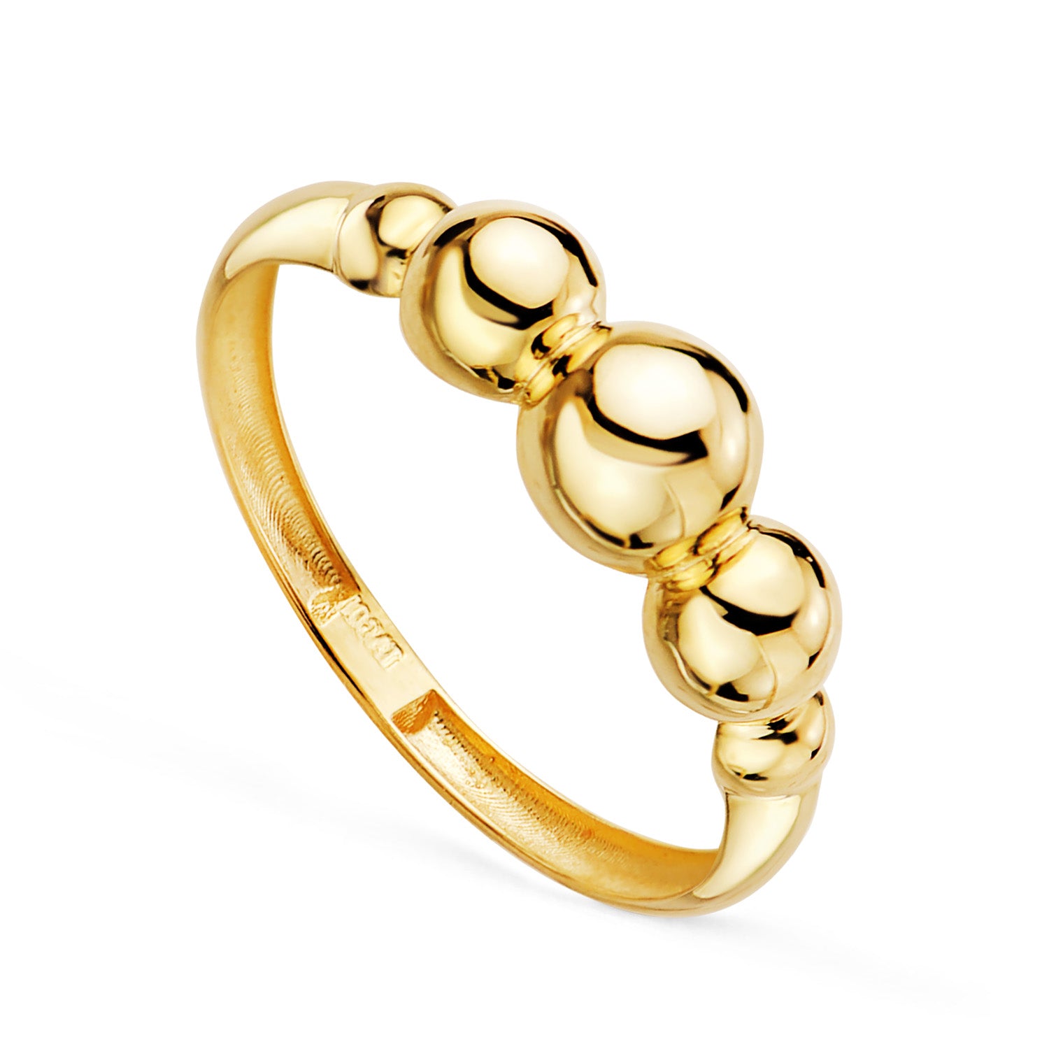 Bague en Or Jaune 18K avec Cinq Boules Décroissantes Largeur : 5,5 mm