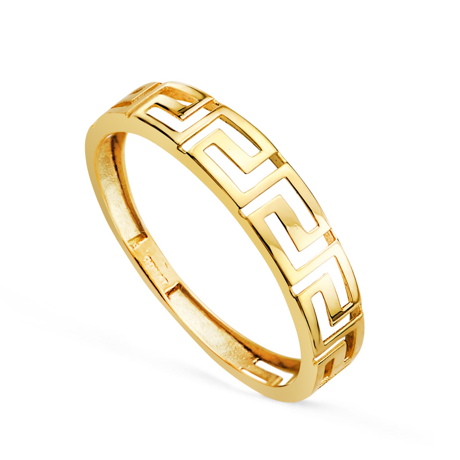 Bague en Or Jaune 18 Carats Lisse et Brillante Ajourée Ajourée en Finition Brillante Largeur : 4 mm
