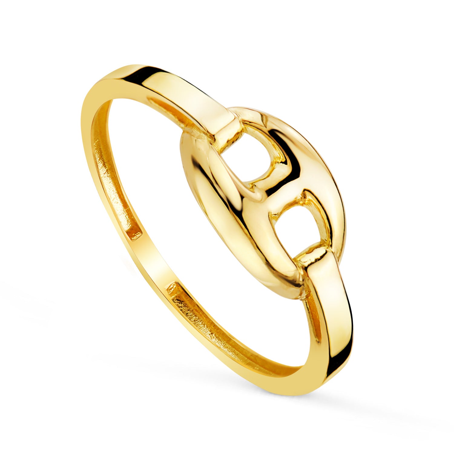 Bague en Or Jaune 18K avec N?ud de Bateau Brillant Largeur : 7MM