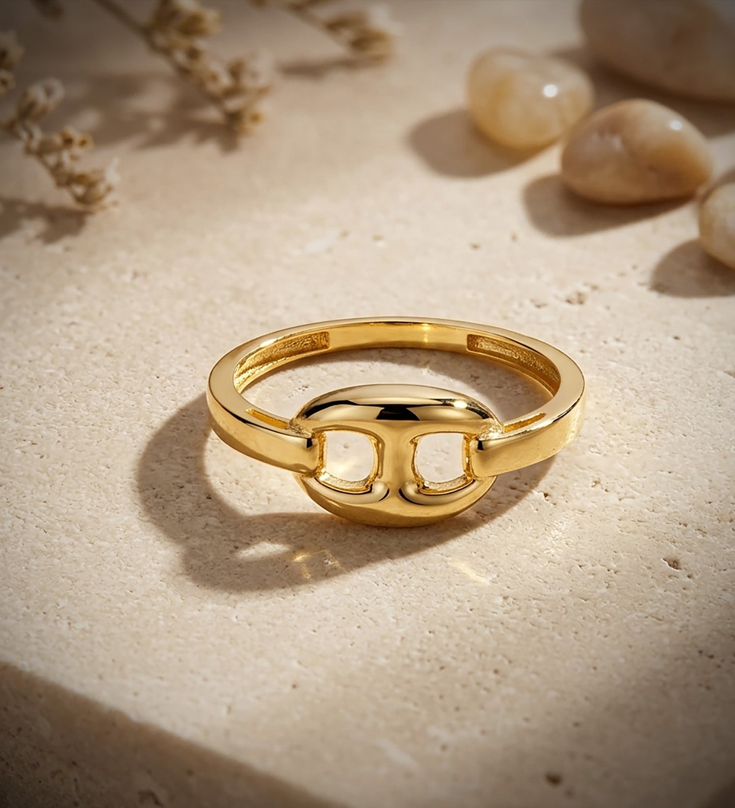 Bague en Or Jaune 18K avec N?ud de Bateau Brillant Largeur : 7MM