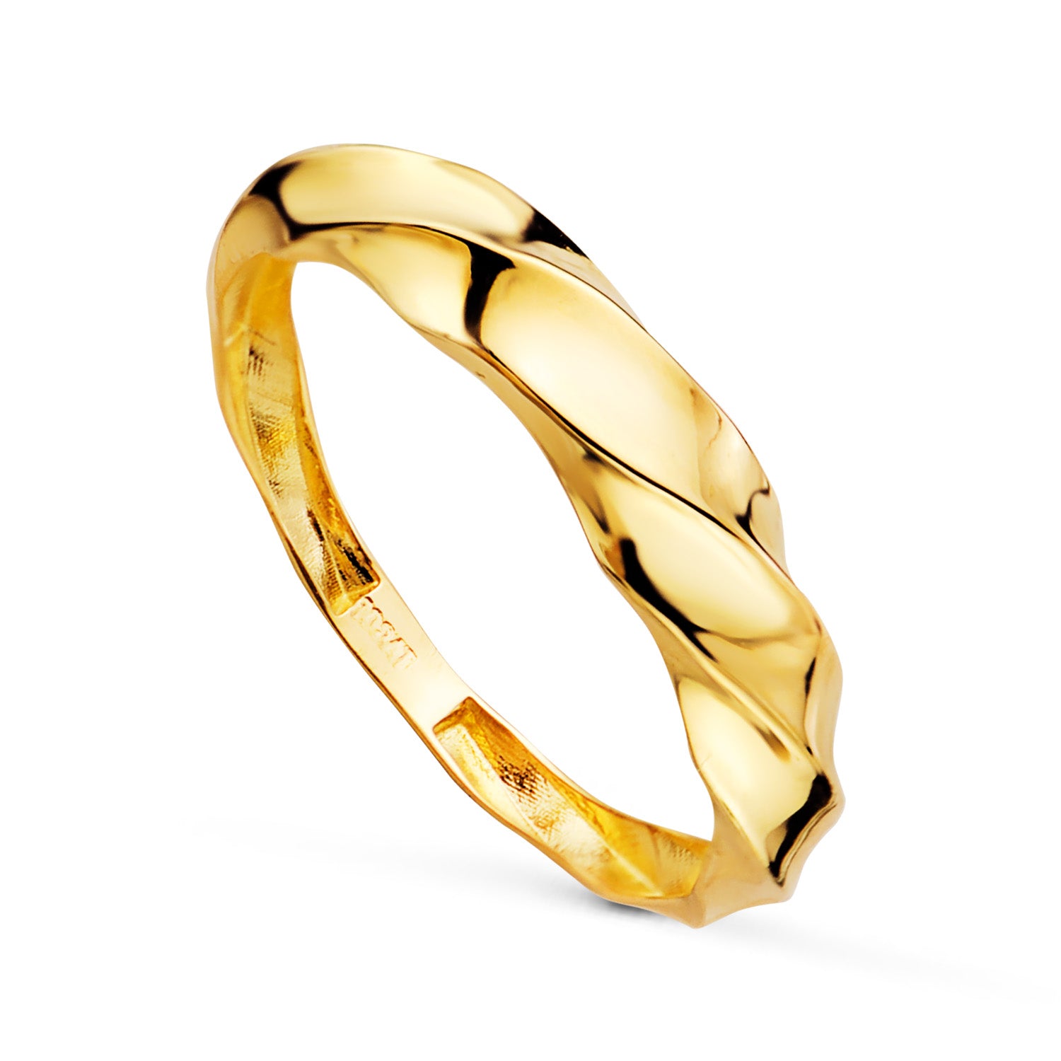 18K Yellow Gold Ring Smooth and Shiny Plated Body Width: 4.5 mm