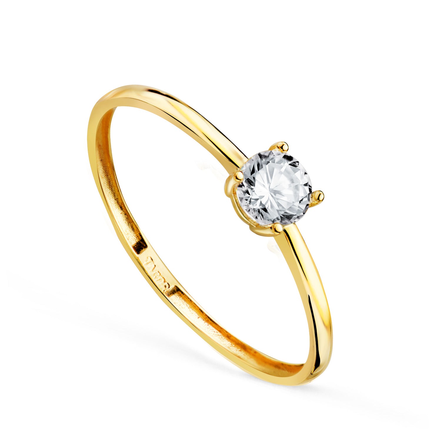 18k gult guld Solitaire 4 stift med Circonite? Mått på Circonite: 4 mm