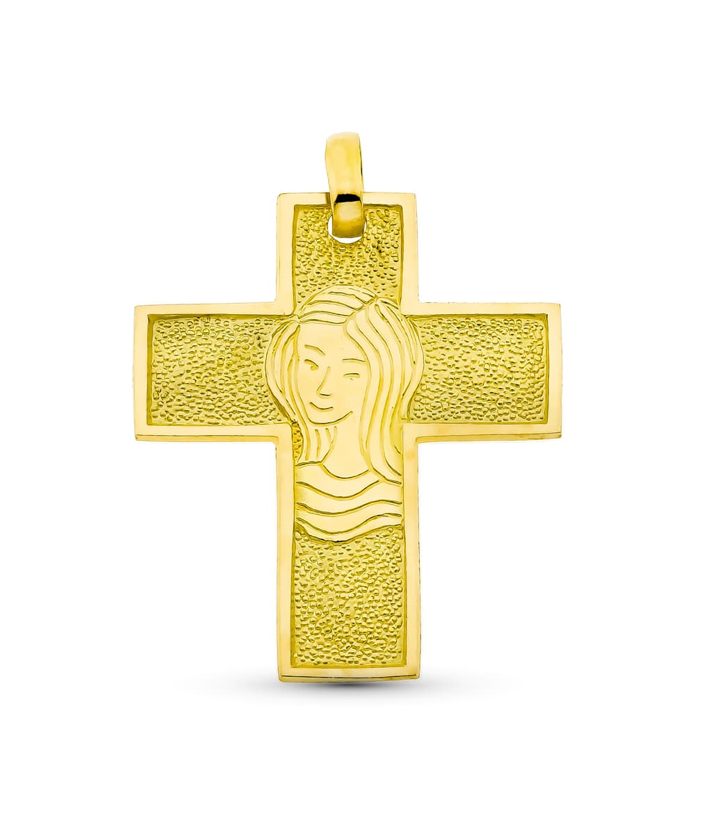 Croix Or Jaune Vierge 18K 30X25 mm