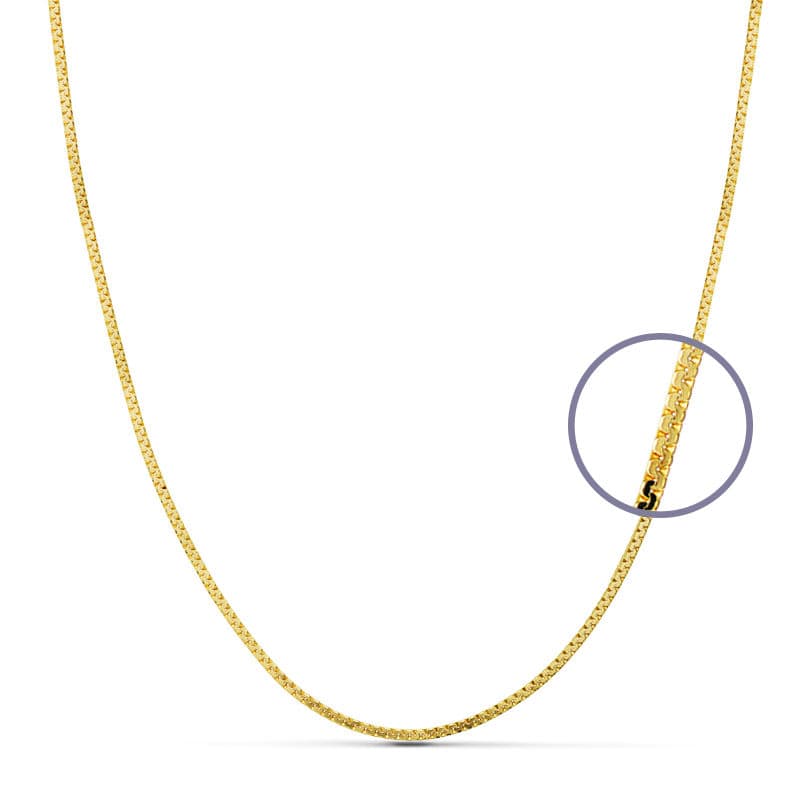 18K Solid Gul Guld Flad Kæde 40 Cm 1 mm