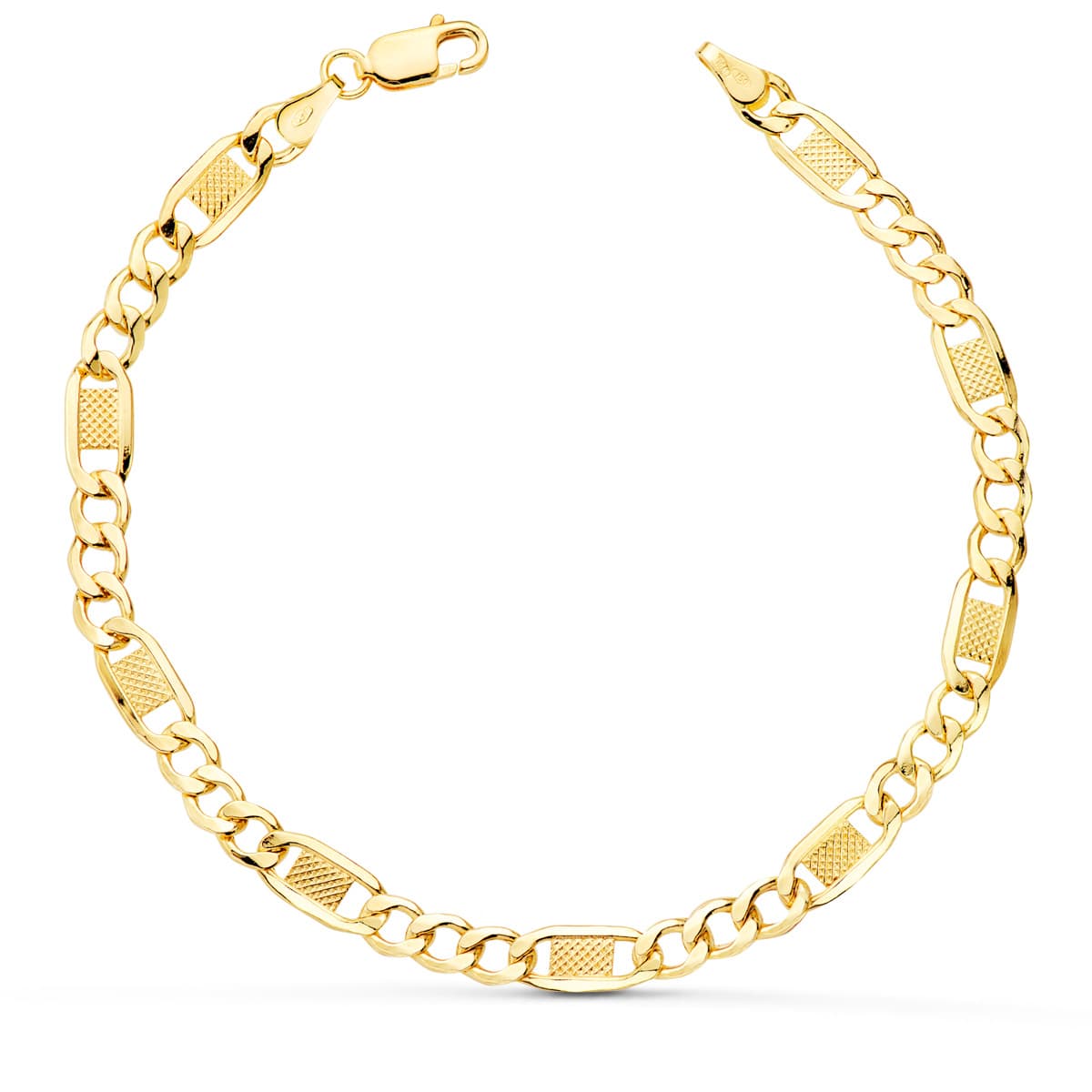 Pulseira oca em ouro amarelo 18K 3X1. Comprimento 19CM - Largura 5 mm