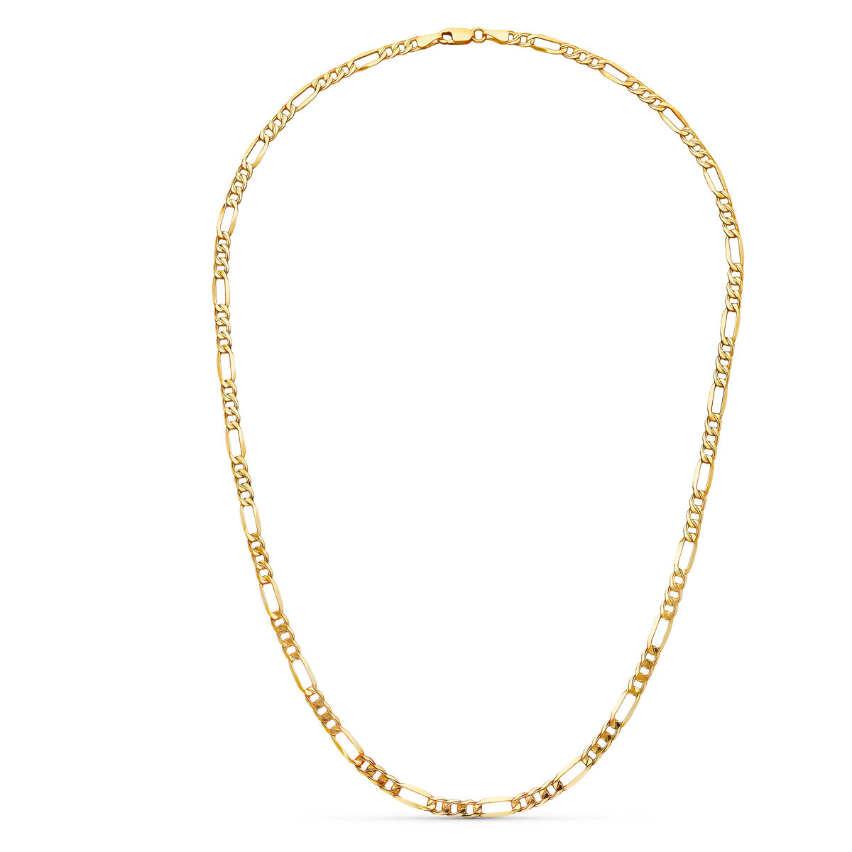 Cadena Figaro Hueca Oro Amarillo 18K 50 Cm