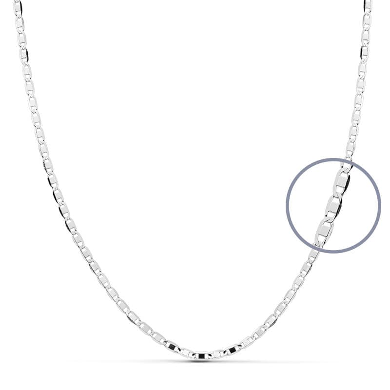18K Chaîne en Or Blanc 45 Cm. 1.8 mm