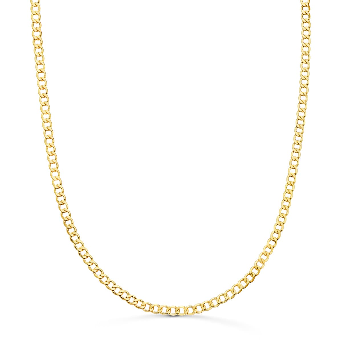 18K Chaîne Gourmette Creuse en Or Jaune Largeur: 3,5 mm Longueur: 60 Cm