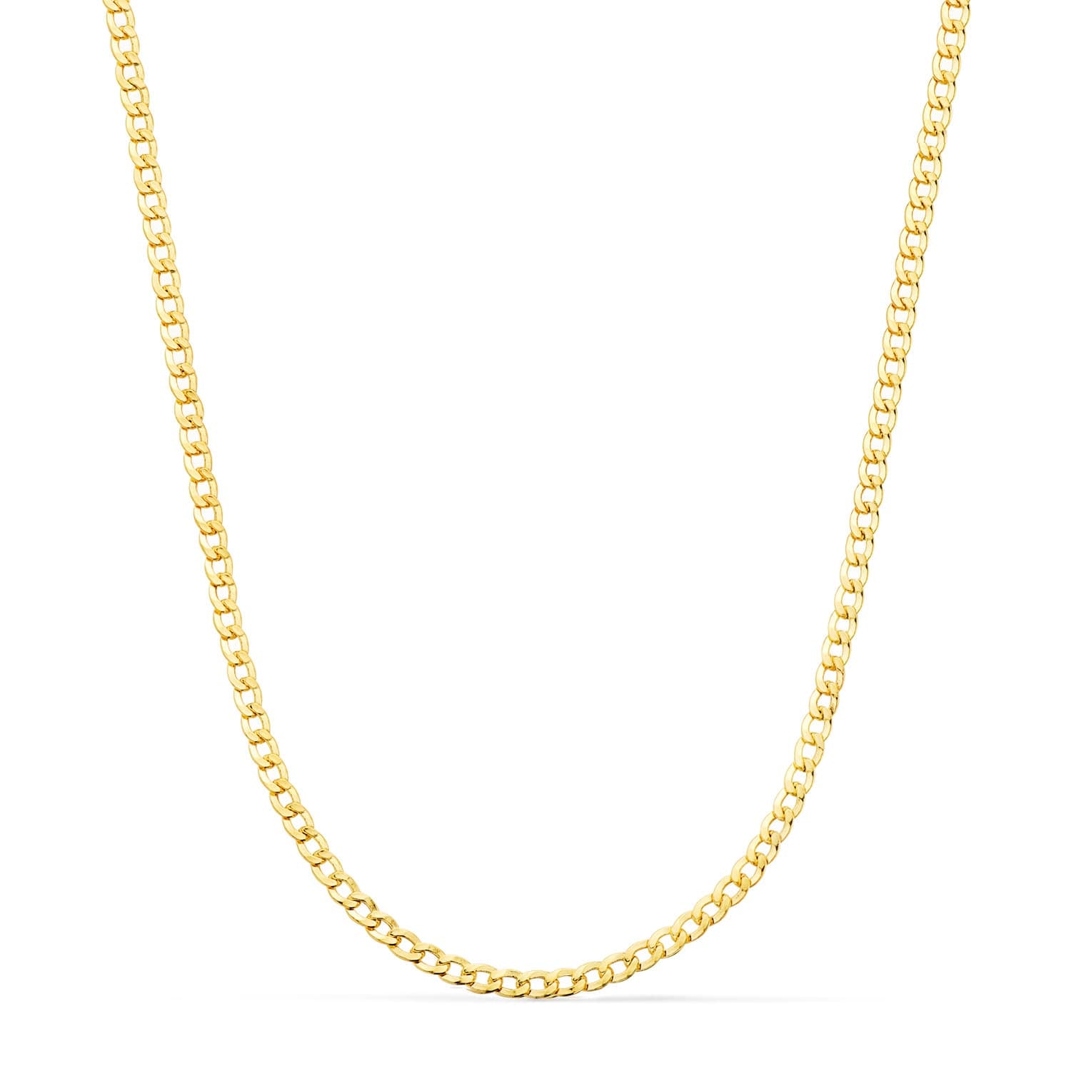 18K gult guld ihålig kantkedja Bredd: 2,5 mm Längd: 60 cm