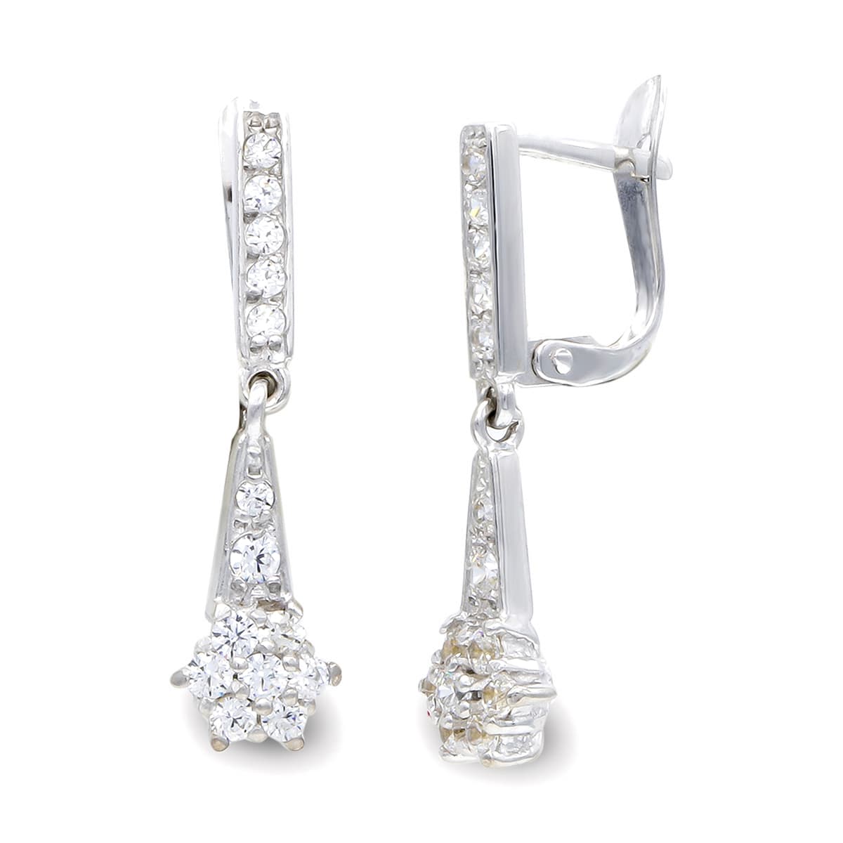 18K White Gold Dangling Earrings with Catalan Clasp