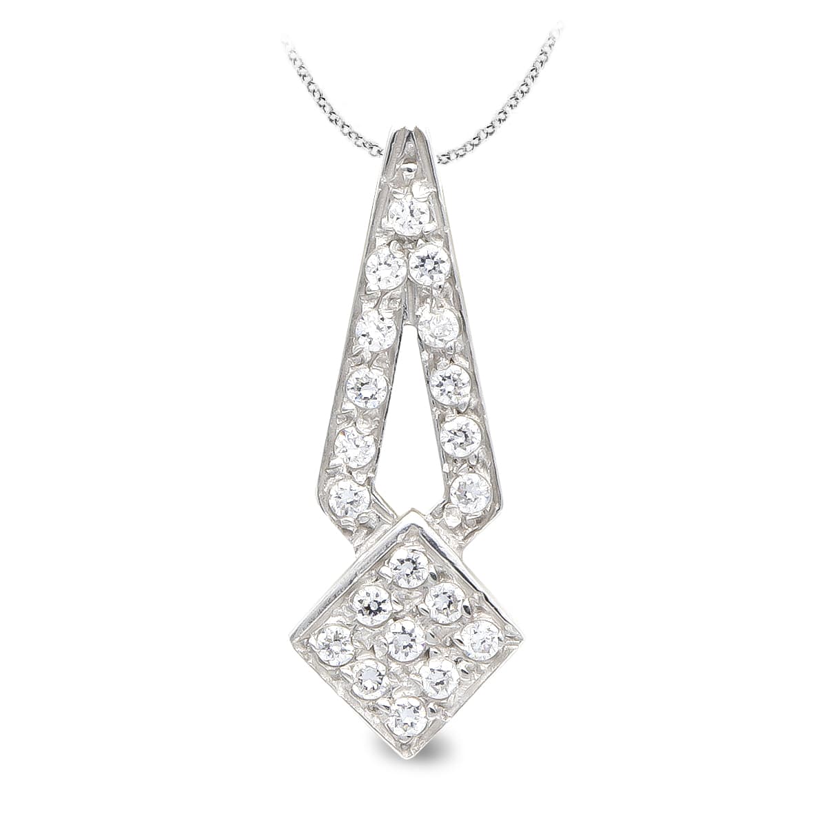 Colar em ouro branco 18K e zircônias