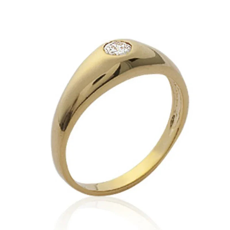 Anello con pietra rotonda liscia - Placcato in oro | Azuline