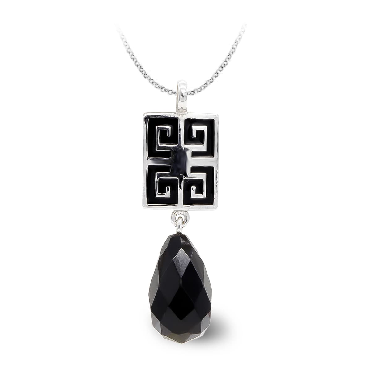 Pingente de pêra ônix em ouro branco 18K