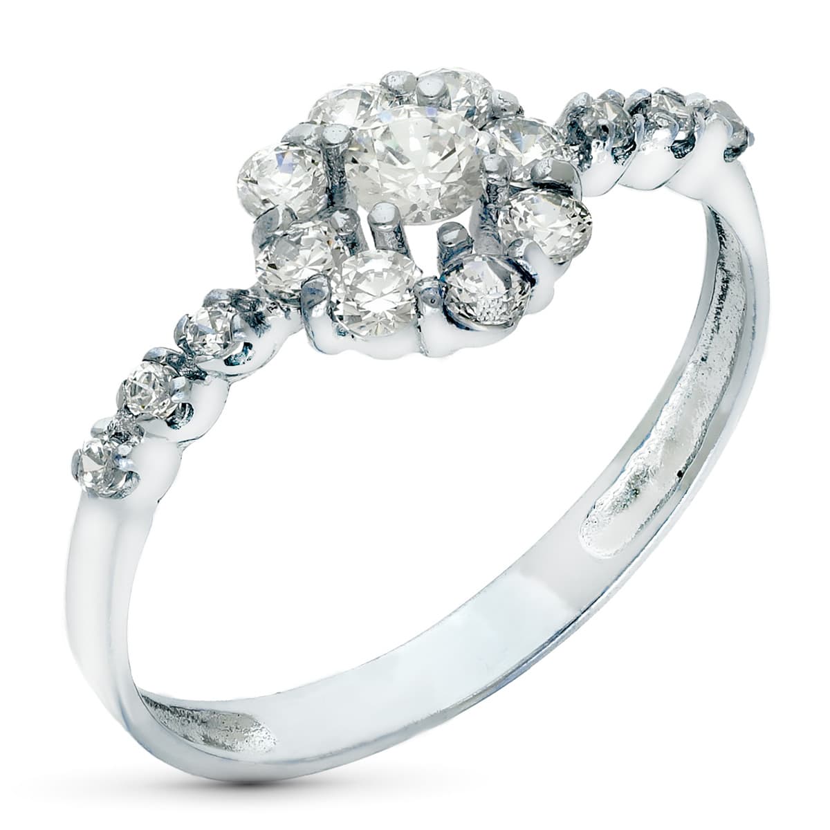 18K Vitguld Ring med Zirconia Bredd: 8 mm
