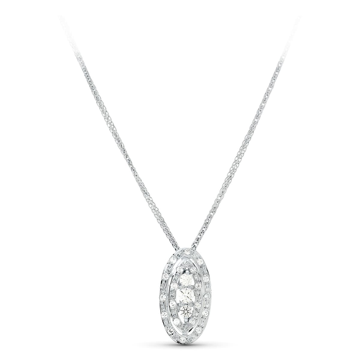 18K hvidguld oval halskæde