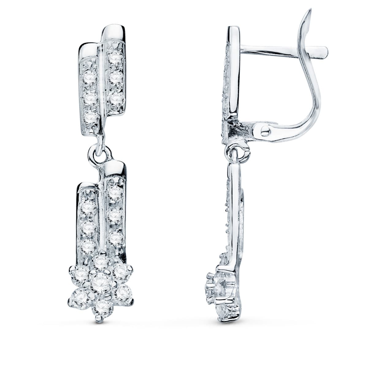 Pendientes Oro Blanco 18K Circonitas