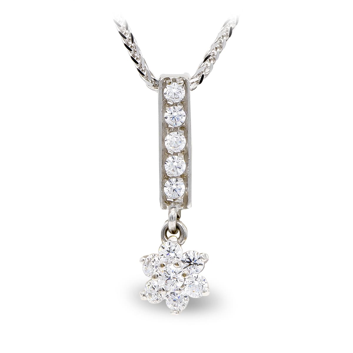 Colar Zircão em Ouro Branco 18K 45CM