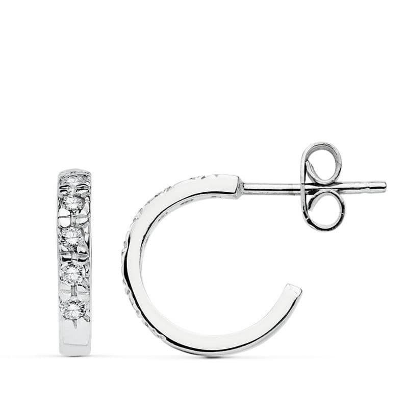 Cerceaux Or Blanc 18K Zircone 12X2 mm