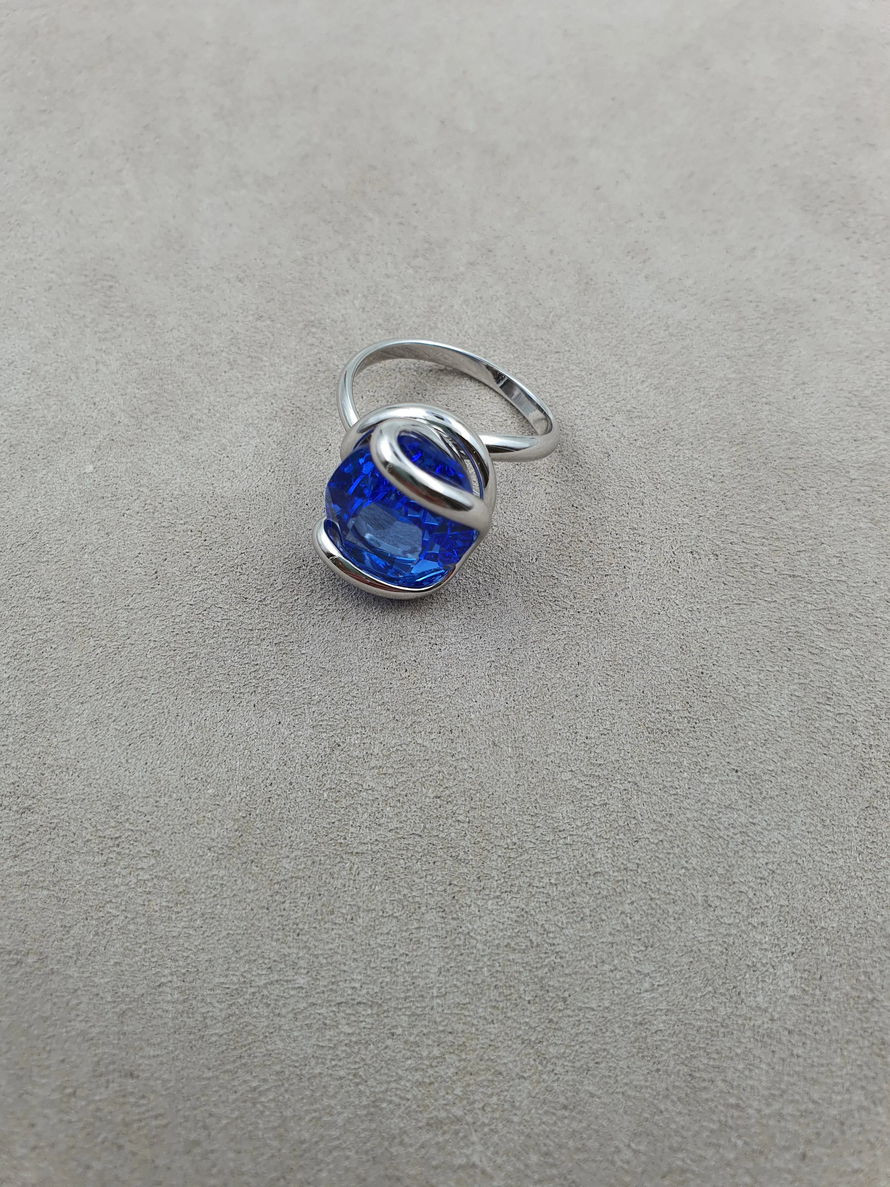Oval - Safir Albastru - Argint - Inel - Andrea Marazzini