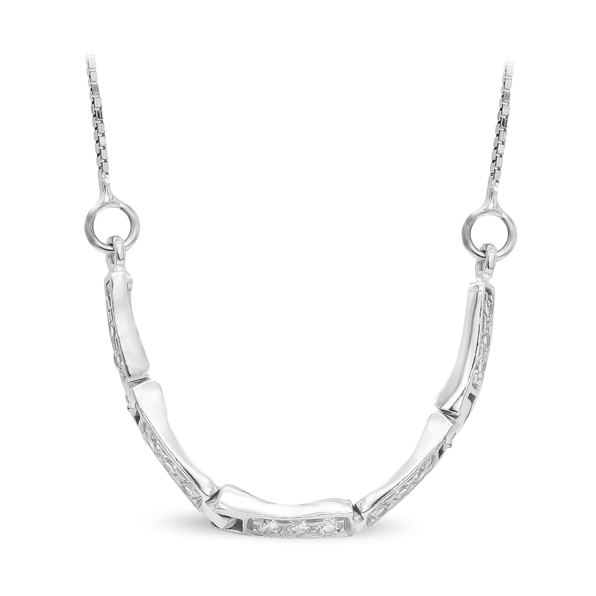 Colar em ouro branco 18K e zircônias