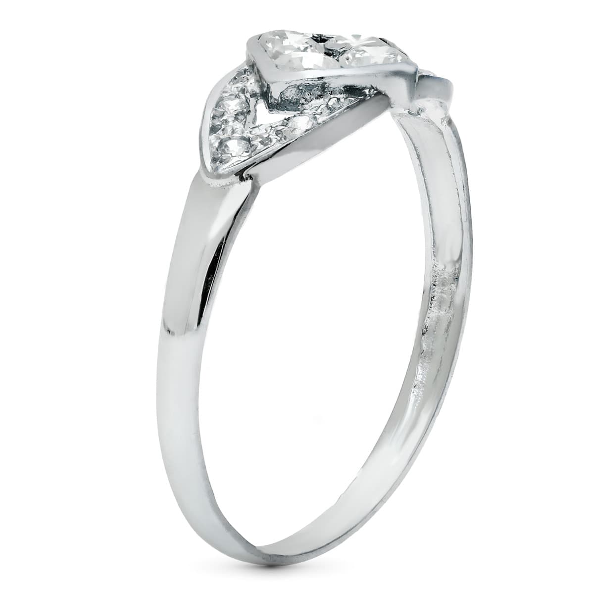 Bague Rhombus en Or Blanc 18K avec Zircone Largeur 7 mm