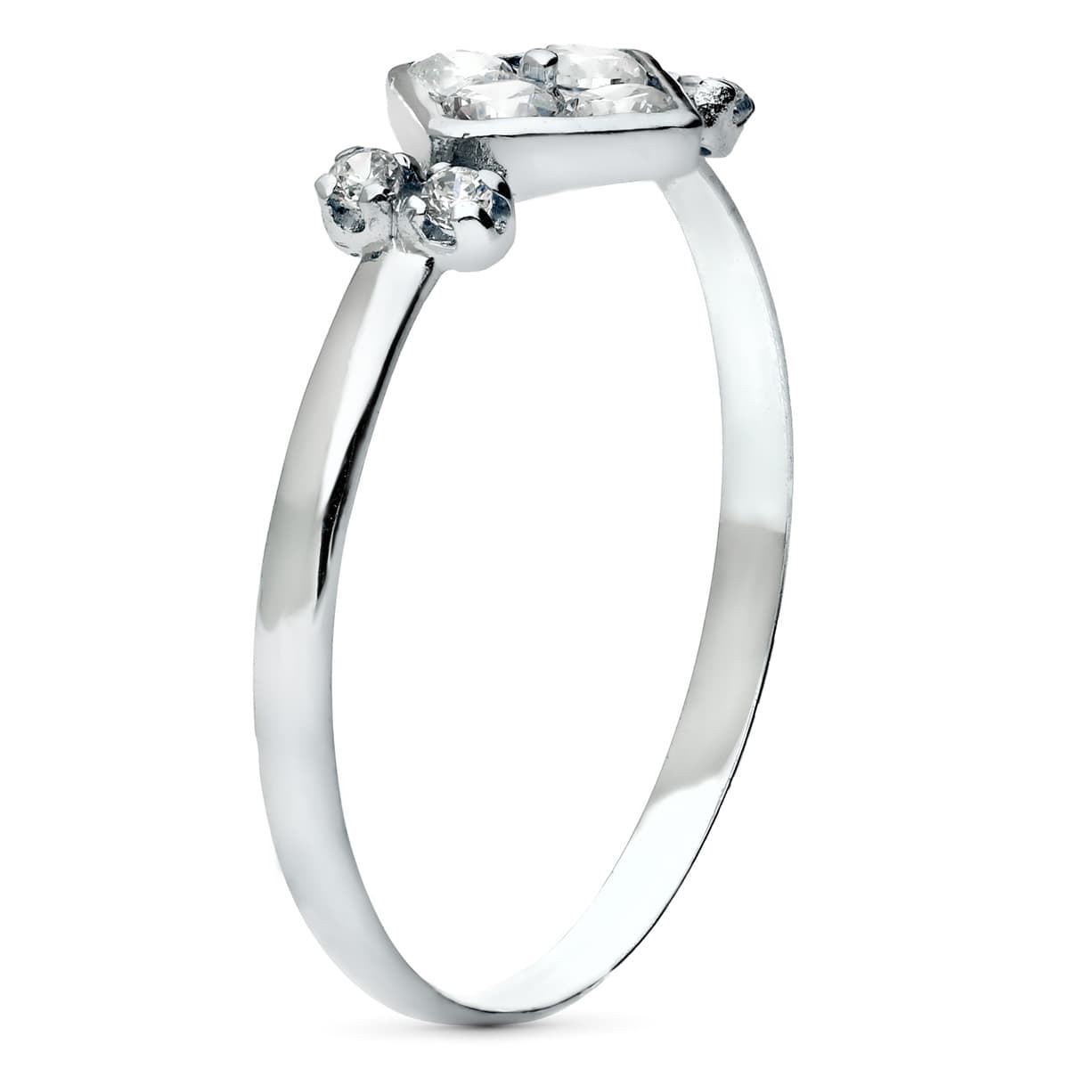 Bague en Or Blanc 18K avec Motif Rhombus avec Zircon Largeur 7 mm