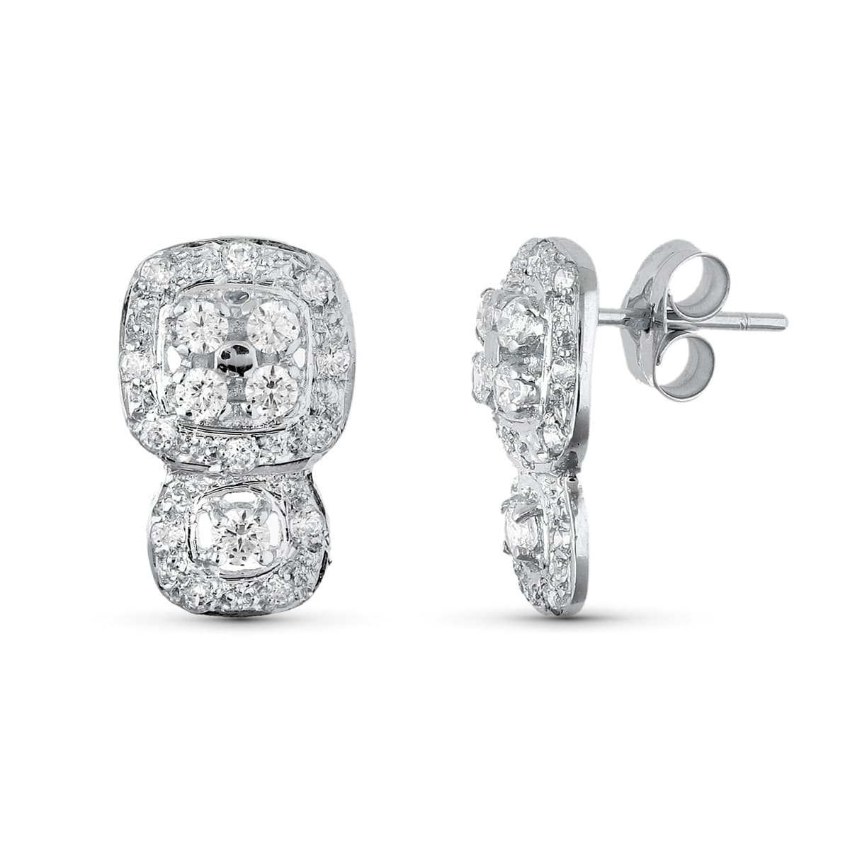 Pendientes Oro Blanco 18K Y Pavé De Circonitas 15X19MM