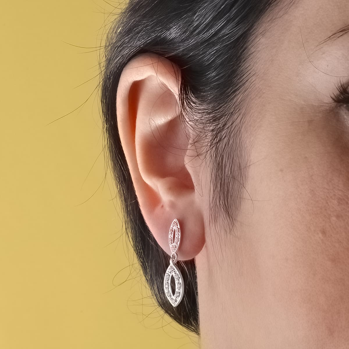18K hvidguld & zirkon øreringe 25X6 mm klapvogne