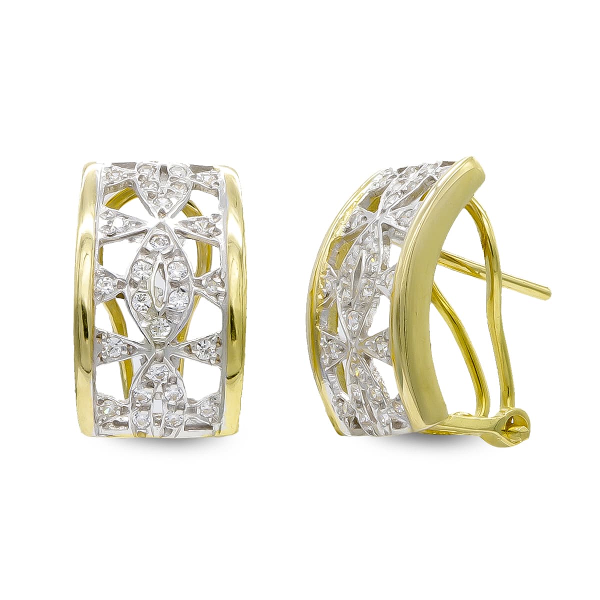 Pendientes de Oro Bicolor de 18K con Circonitas