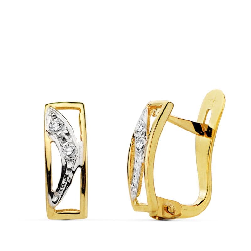 Pendientes de Oro Bicolor de 18K con Cierre Catalán