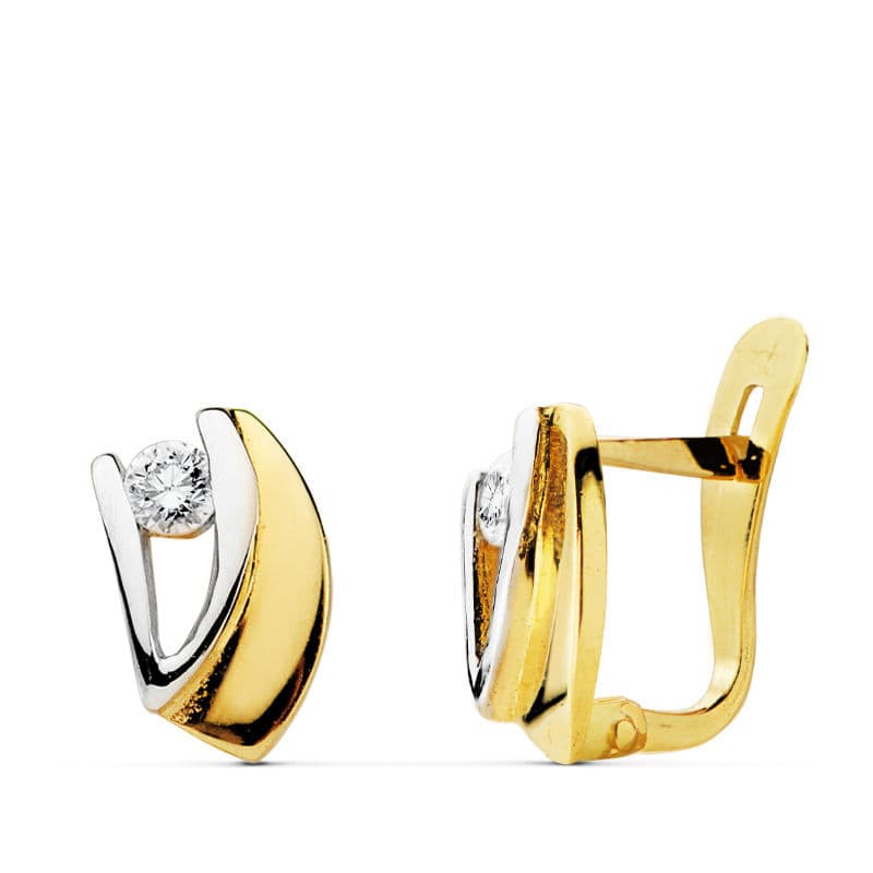 18K Two-Tone Gold Earrings with Catalan Clasp