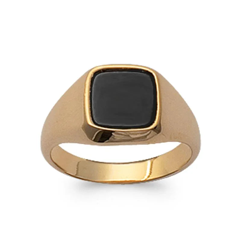Anel de sinete quadrado banhado a ouro / | Azuline ver 2