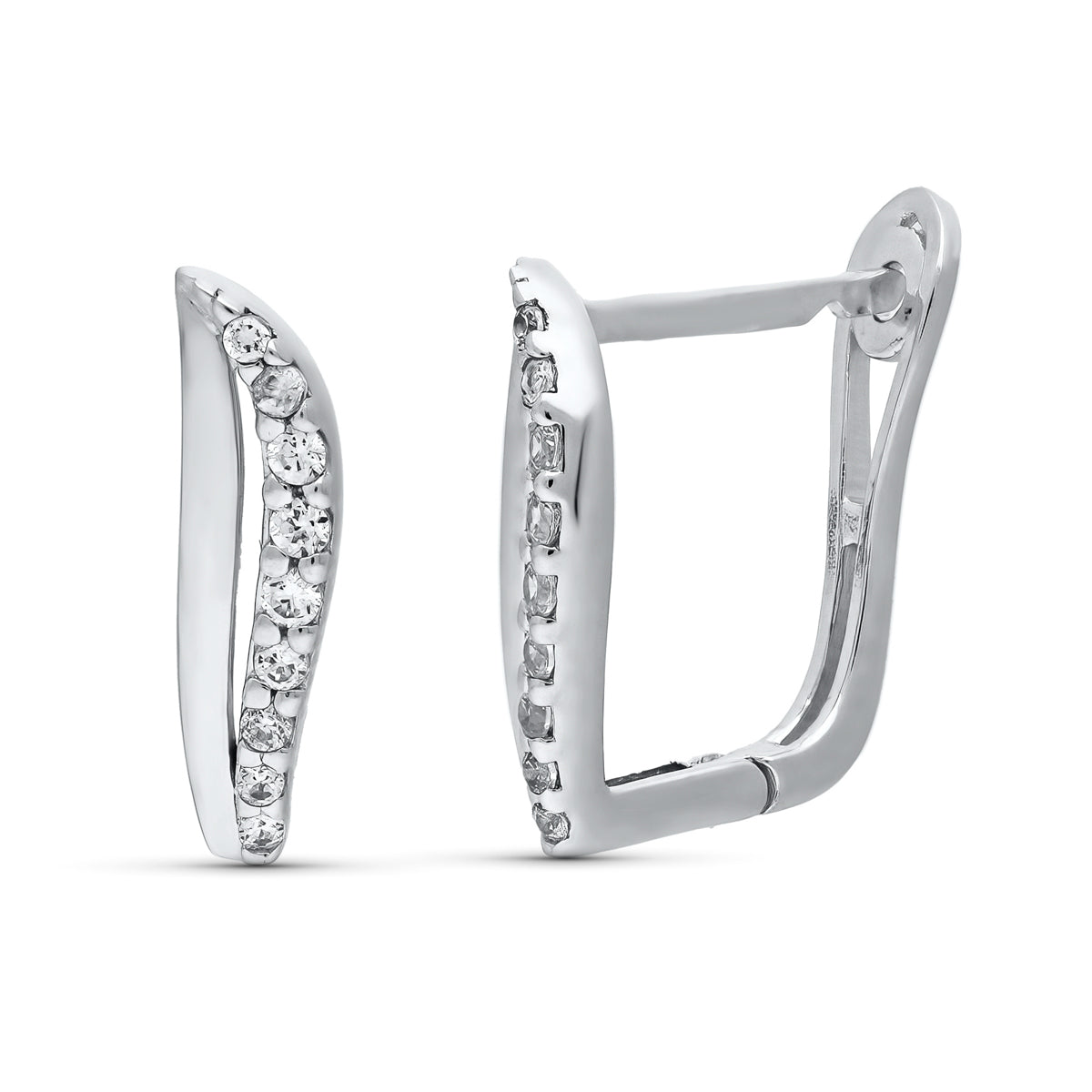 18 K hvidguld Zirconia hængslede øreringe