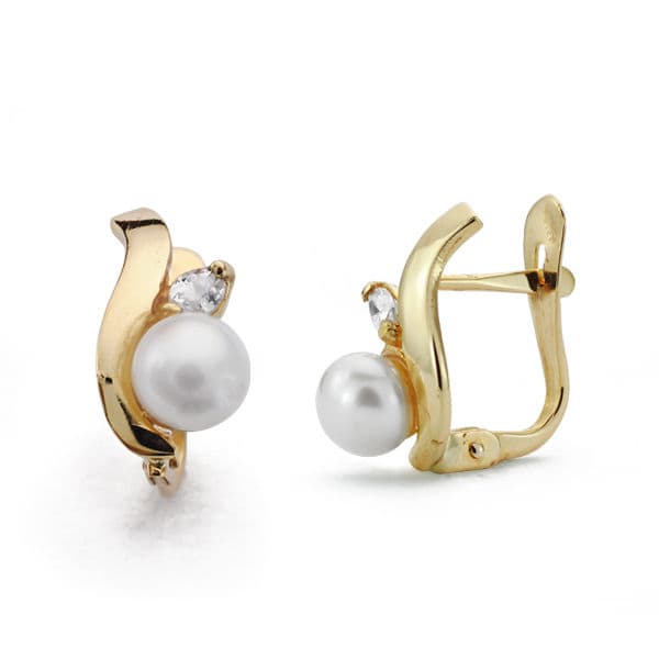 Pendientes Comunión Oro Amarillo 18K 12X6 mm Cierre Catalán