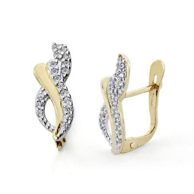 Pendientes Comunión Oro Bicolor Circonitas 14X5 mm Cierre Catalán