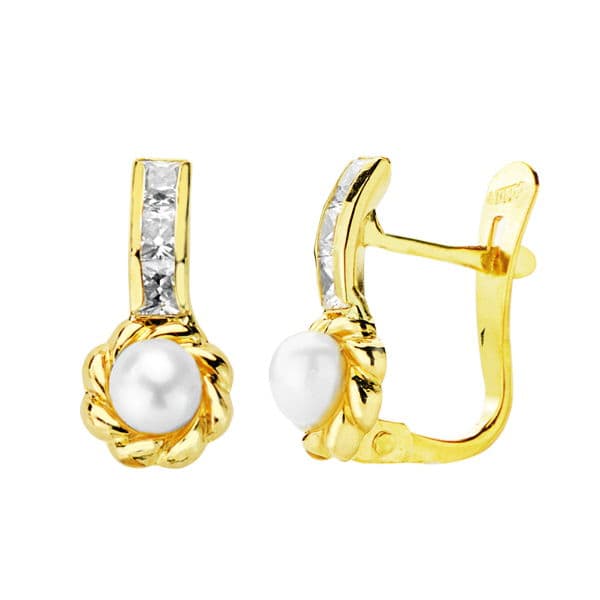 Pendientes de Perlas de Oro de 18K con cierre Catalán