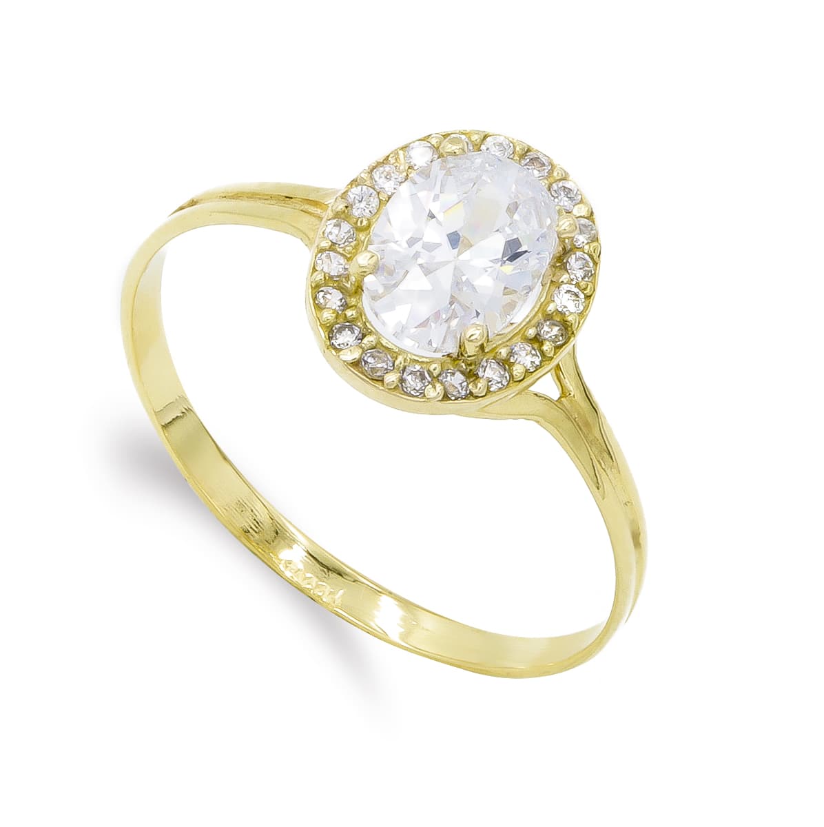 Inel din Aur Galben 18K Piatra Ovala 7X5 mm Zirconiu Cubic