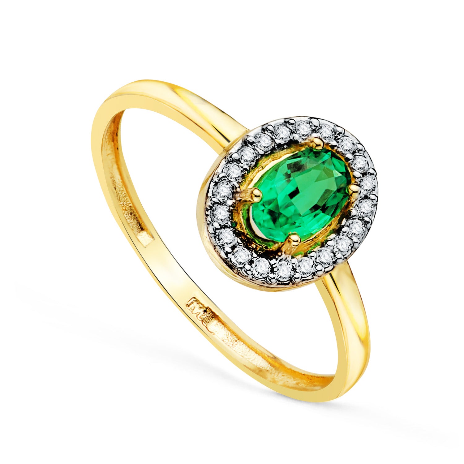 Emerald Ring 18K Yellow Gold 6X4 mm 049 Qts Width 8 X 6 mm